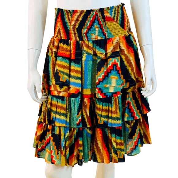 RALPH LAUREN Colorful Western Southwestern Skirt Elastic Waist Plus Sz 16 NEW!!! - Picture 3 of 12